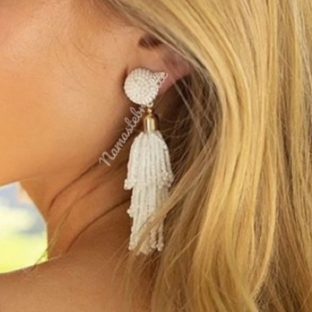 $55 Rachel Zoe Panacea Beaded Tassel Earrings